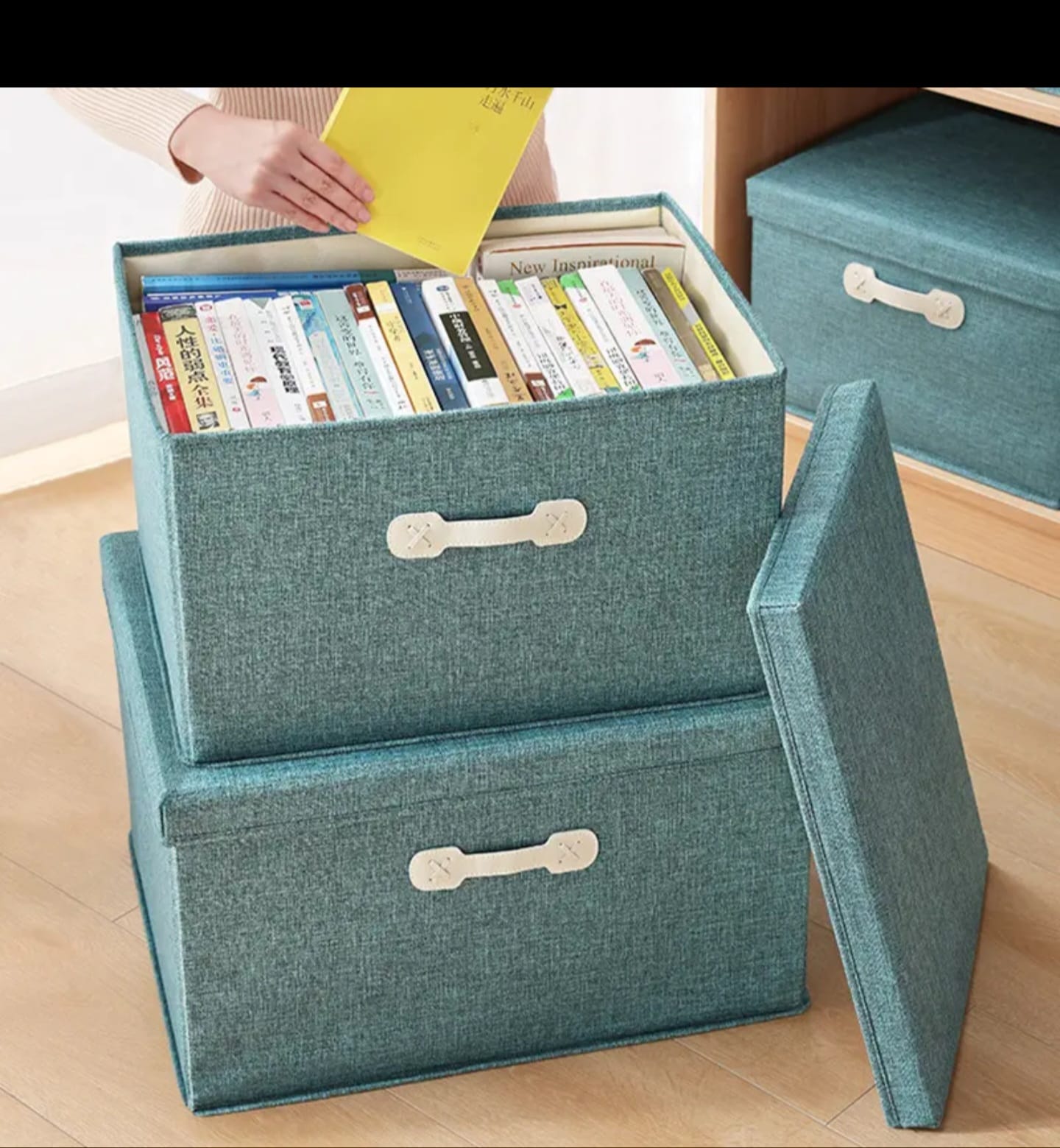Set Of 2 Multi-Purpose Foldable Linen Storage Box Organizer