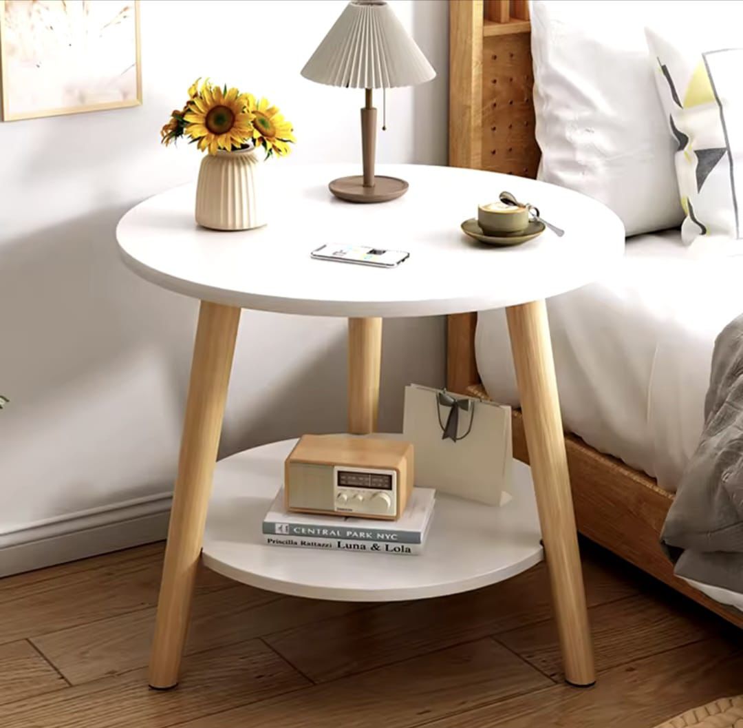 Minimalist double layer coffee table with storage, 50cm by 50cm size