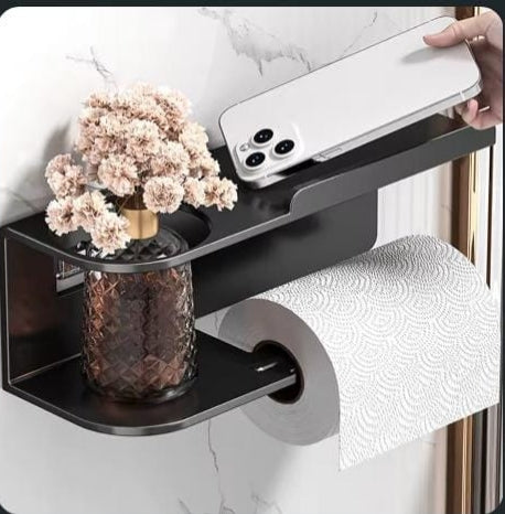 Wall-Mounted Toilet Paper Holder With Shelf