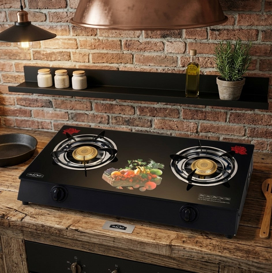 Macro Table Top Gas Cooker GA-004 2 Burner Glass Top