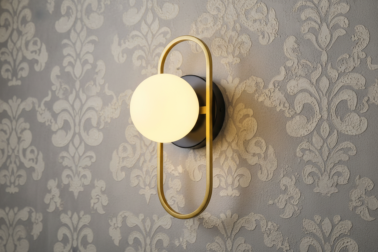 Golden Loop Wall Light With White Globe-PL 1162-01-GO