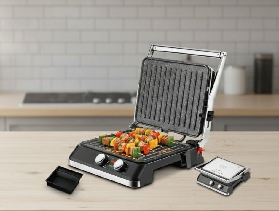 Electric Grill Plate – 2200W, Adjustable Thermostat & Timer