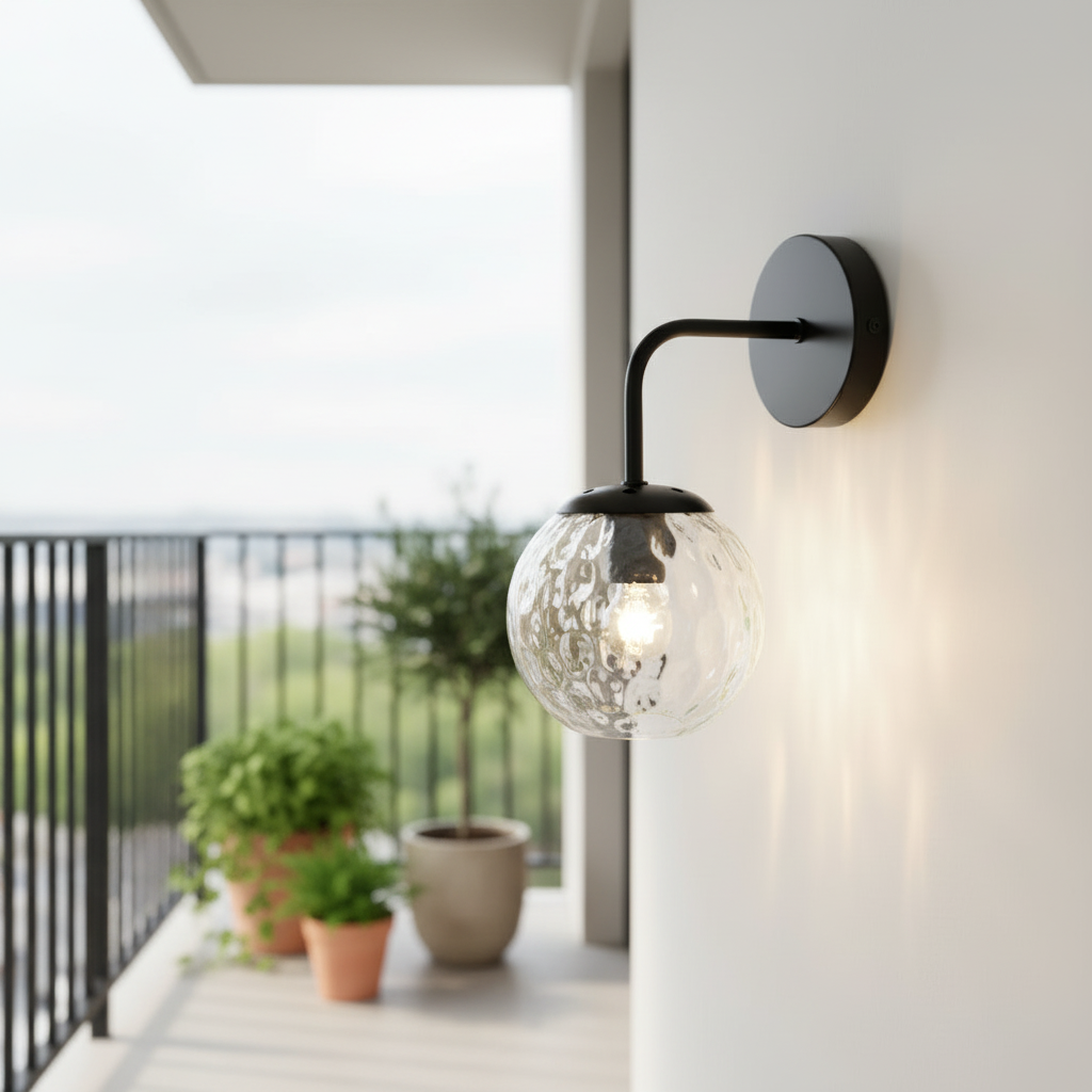 Black Frame Wall Lamp with Clear Globe PL 1161-01-BK