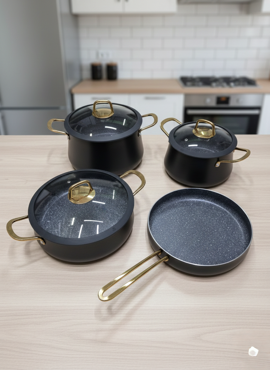 7-Piece Non-Stick Aluminium Granite Cookware Set