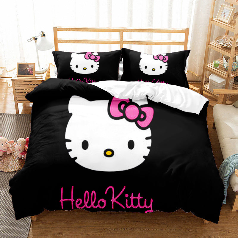 Cartoon themed kids duvet cover set with pillowcases in 5x6 size for colorful bedroom bedding.