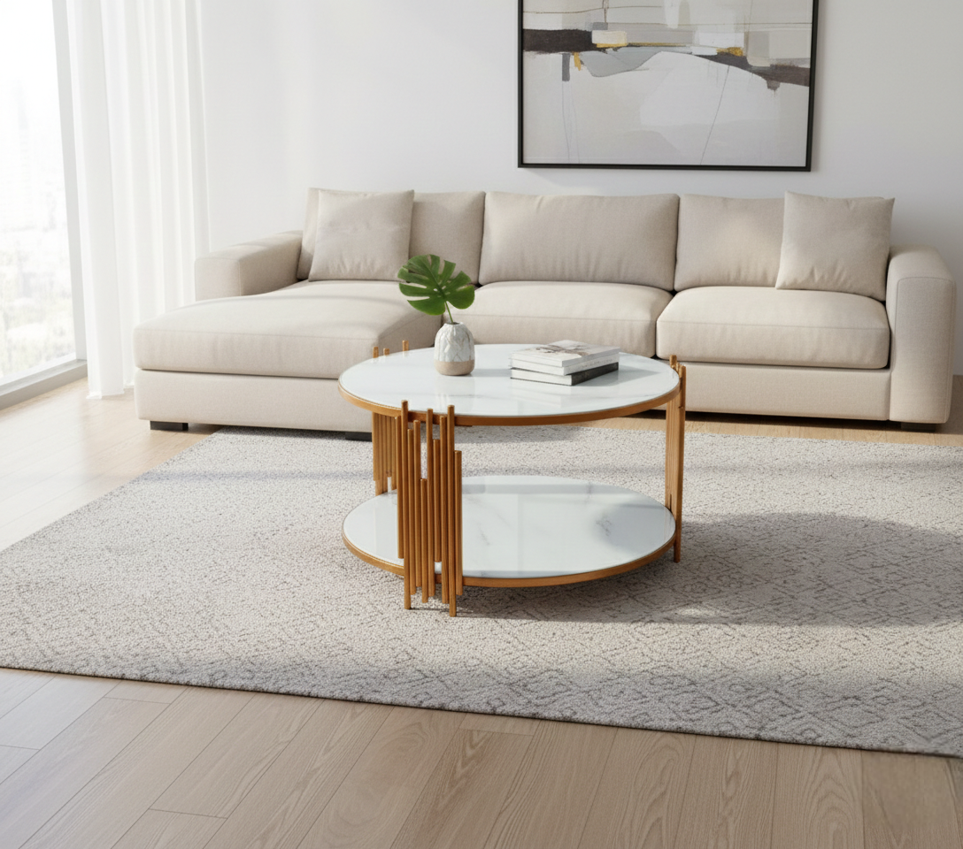 White and Gold Side Table