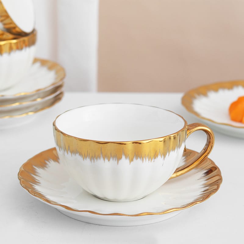 6Pcs Porcelain Cup and Saucer Shell Set