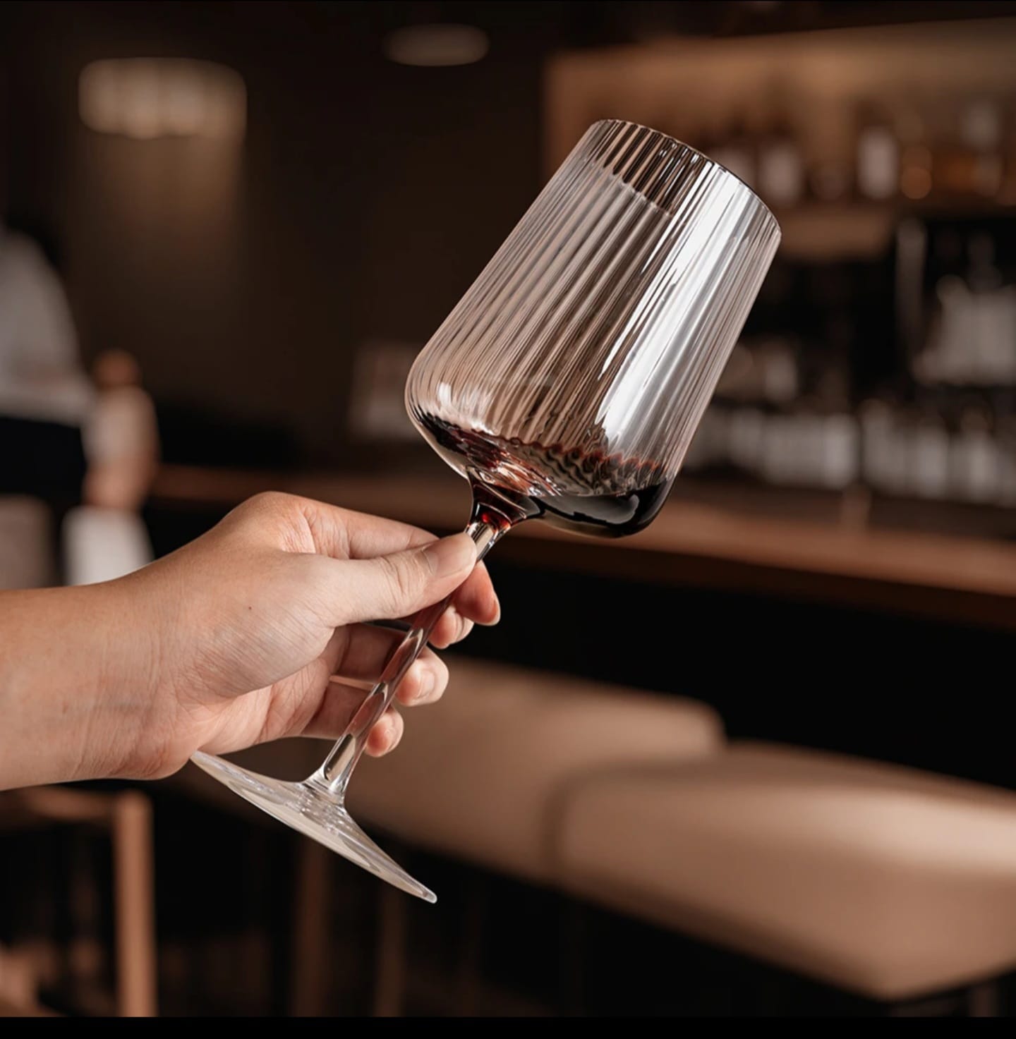 4Pcs Ribbed Wine Goblets