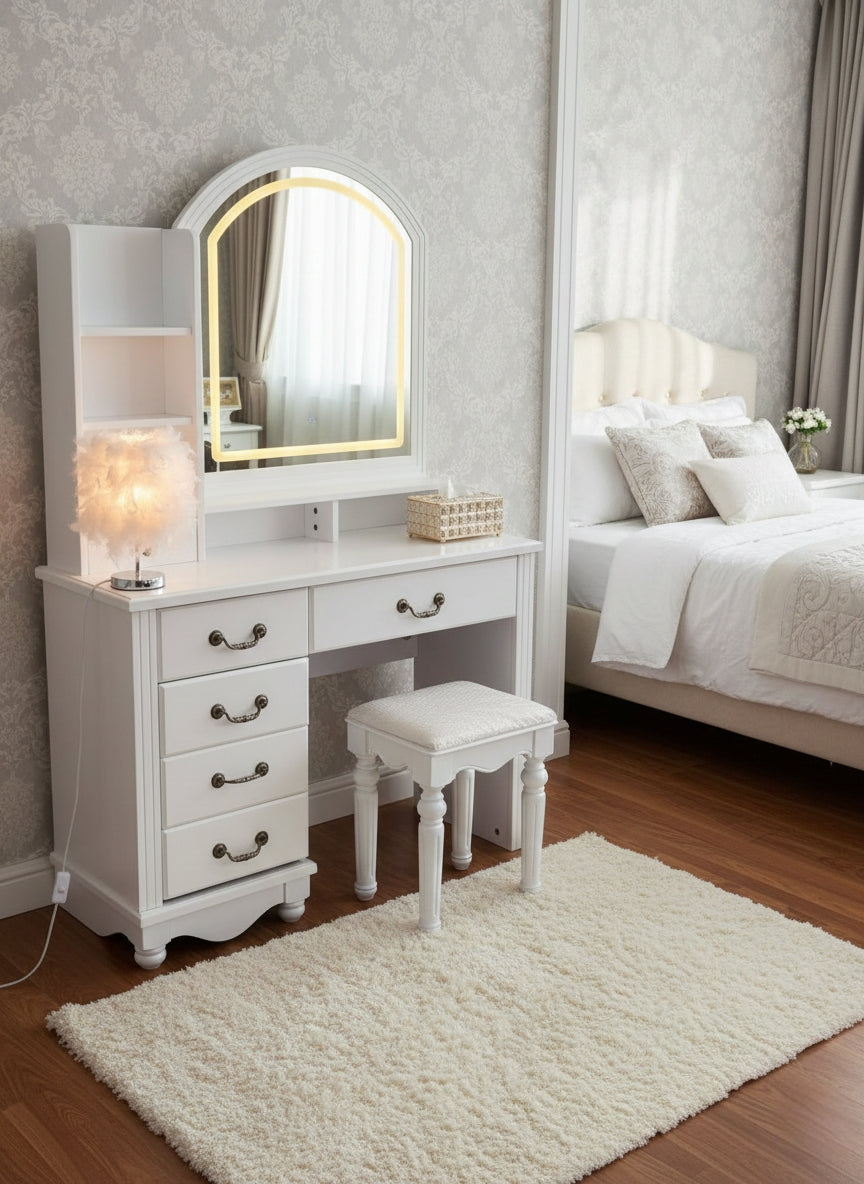 Wooden Dressing Table with LED Light