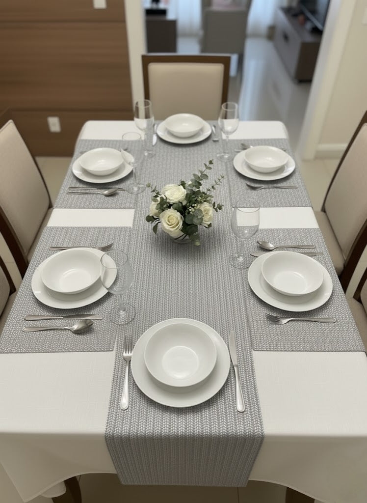 Set of 6 Nordic rectangle woven tablemats in gold silver and rose gold