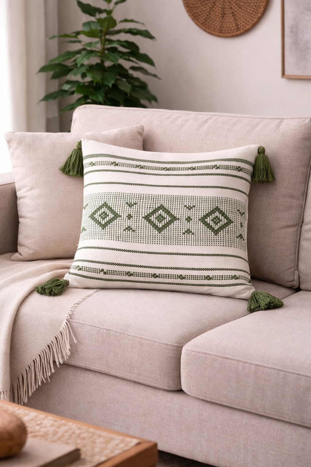 Scandinavian Style Throw Pillow Cover with Tassel