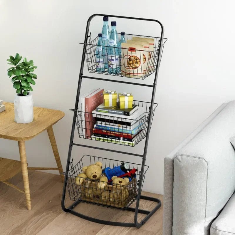 3-Layer Metallic Mesh Storage Rack