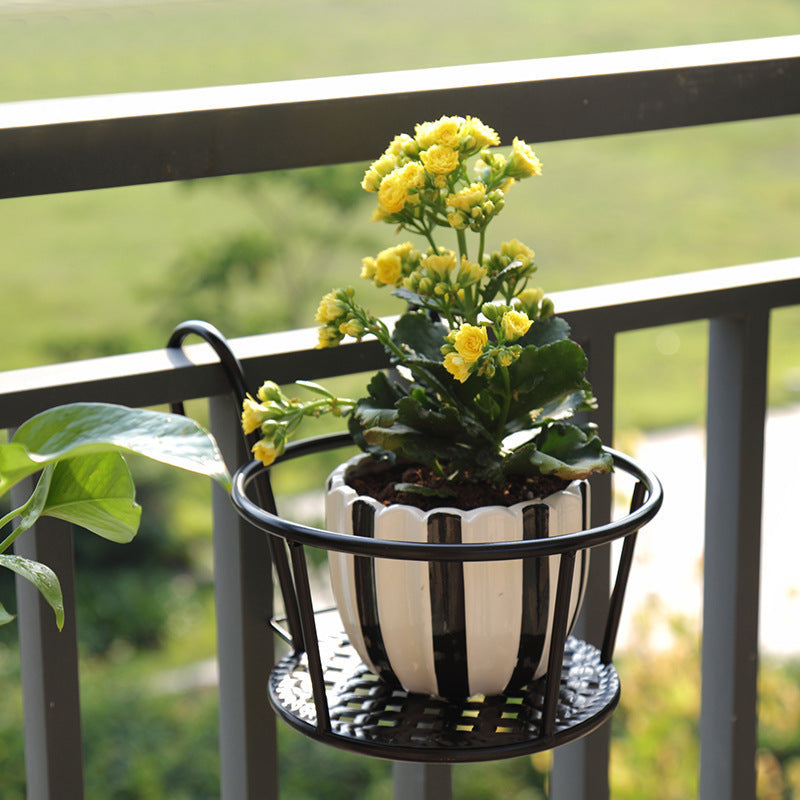 Metallic Over-the-Balcony Flower Pot Holder