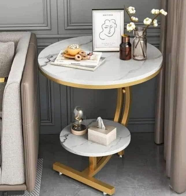 Double Layer Marble Effect Coffee Table