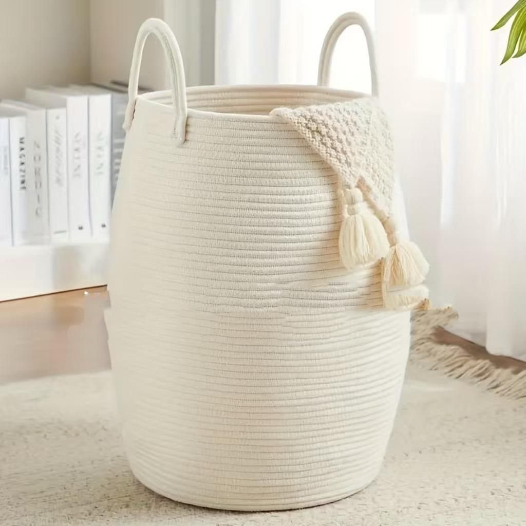 Cotton Rope Storage Basket With Handles