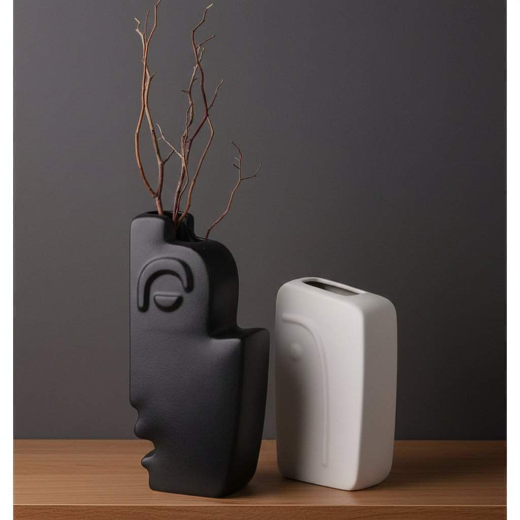 Dual Muse Ceramic Vase Set