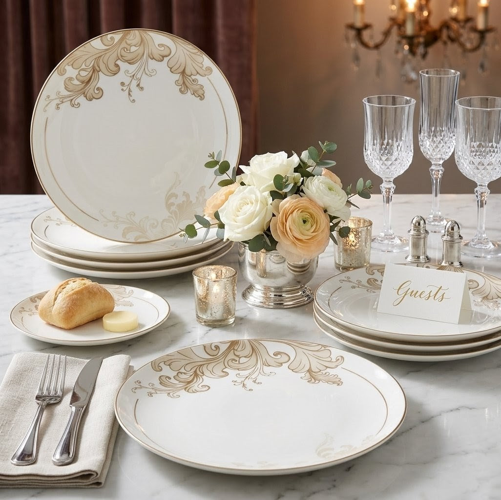 6pcs Bone China Round Soup Plates 8 Inch