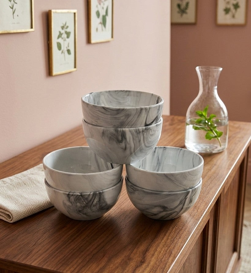 6pcs Marble Themed Soup Bowls