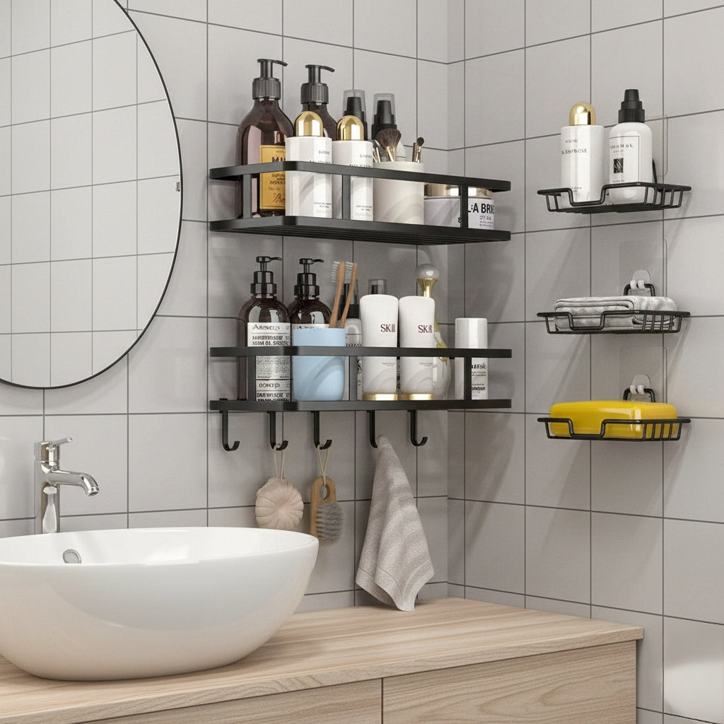 Rustproof Shower Corner Caddy With Hooks