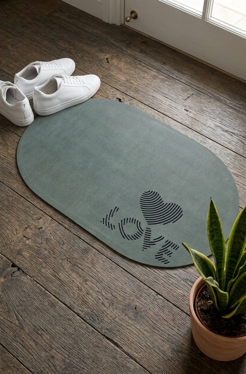 Absorbent Oval Rubber Bathroom Mat