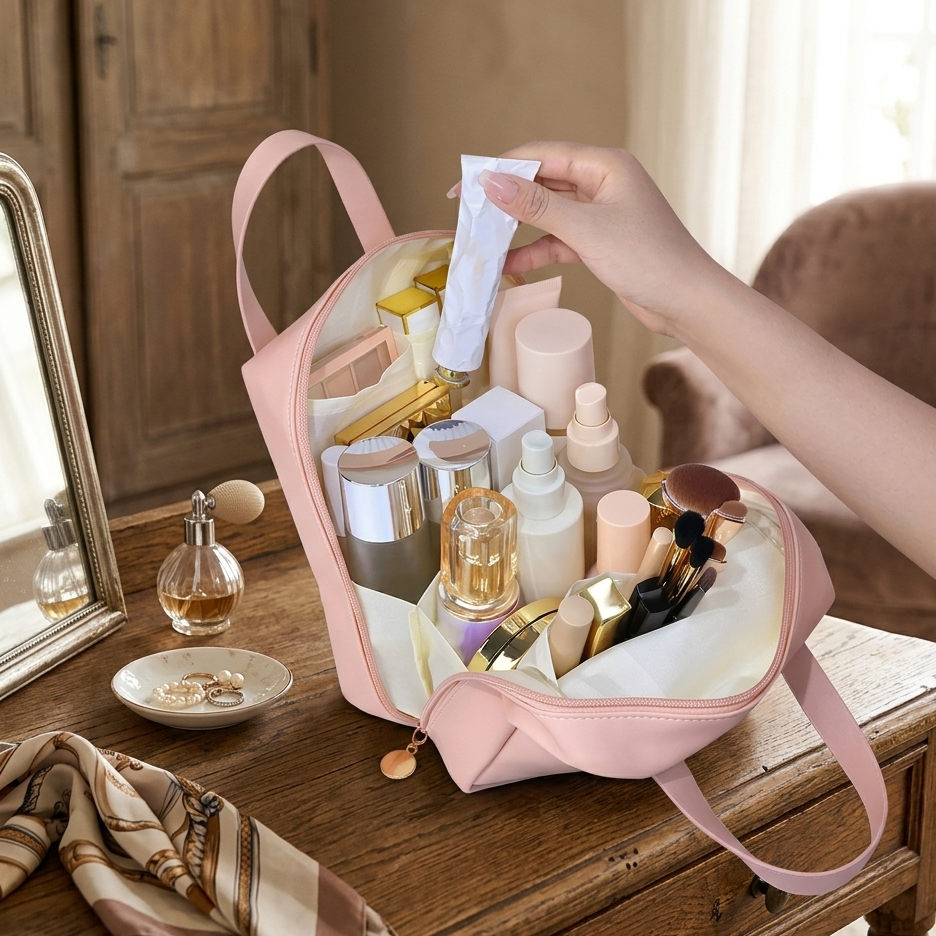Large Capacity PU Leather Makeup Bag