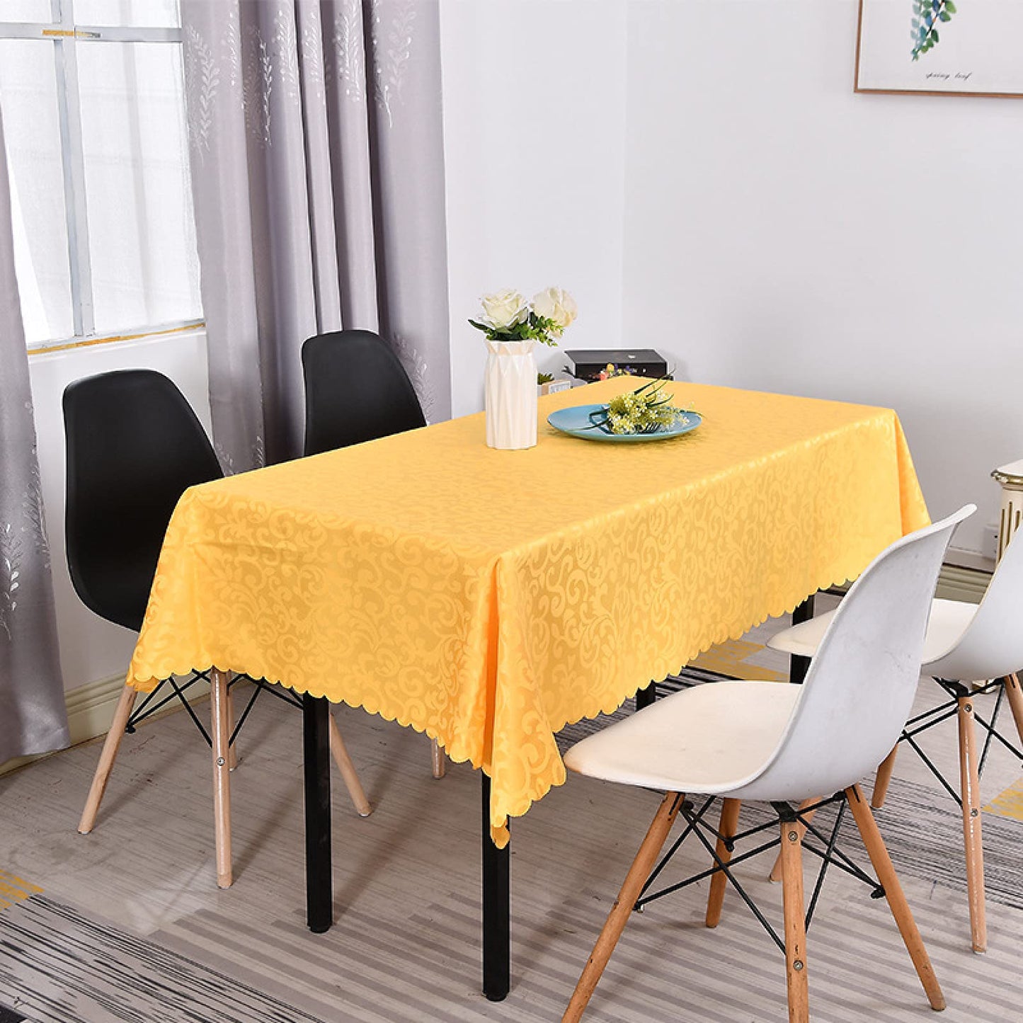 High quality fabric table cloth neatly spread on dining table for elegant table setting
