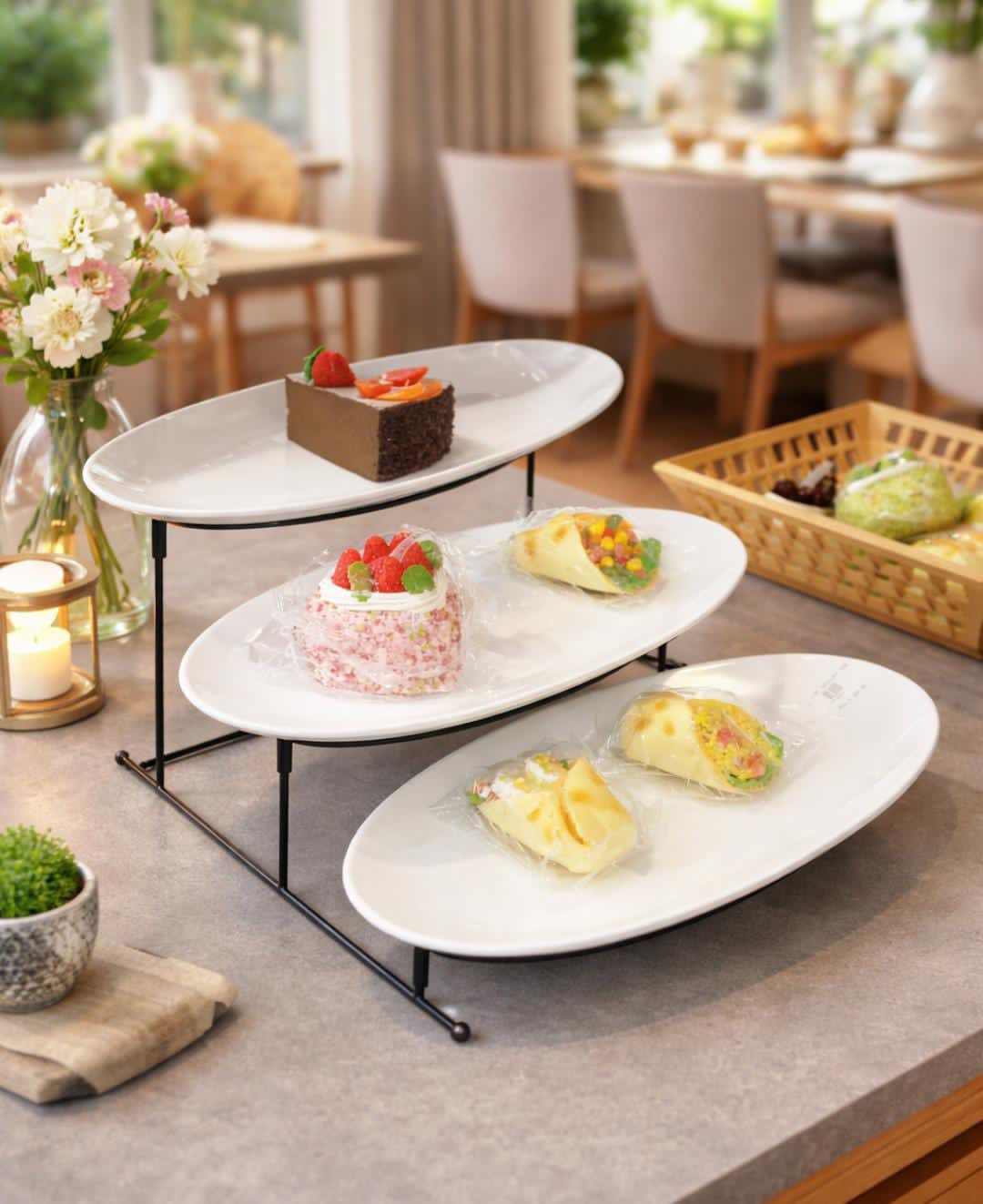 3-Tier Oval Shaped Food Display Trays