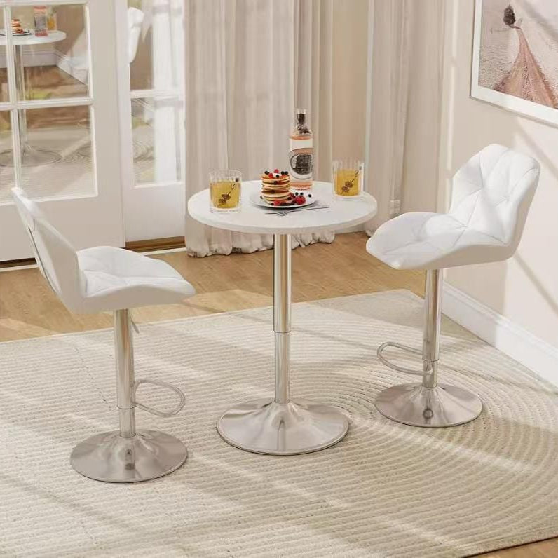 Modern adjustable bar stool made of pure leather available in black and white colors for kitchen and bar seating.