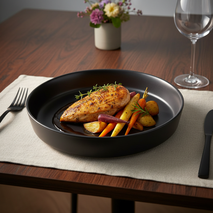 6pc 22cm Ceramic Deep Plate –Matte Black
