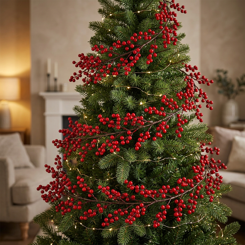 1.8m artificial cranberry vine Christmas tree hanging decoration for home, weddings and festive displays, available in Nairobi, Kenya.