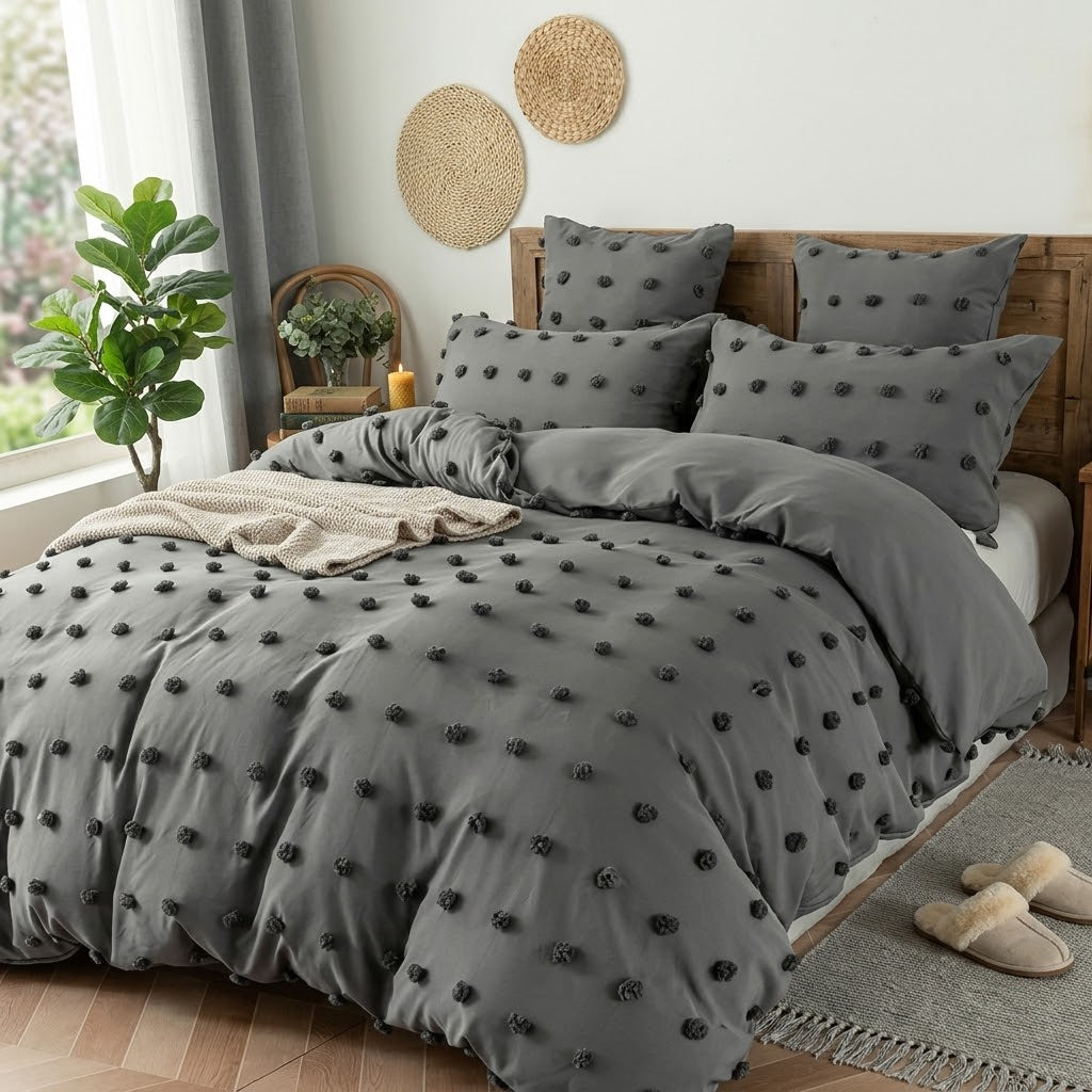 Tufted Dot Design Duvet Cover Set
