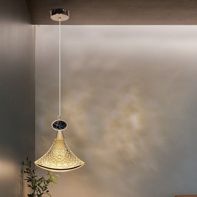 Gold Mesh Cone Pendant Light