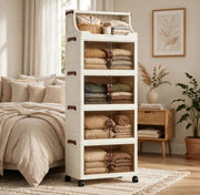 128cm 5-tier foldable storage cabinet with magnetic doors and rotating wheels, 48 × 26 × 128cm, available in Nairobi, Kenya