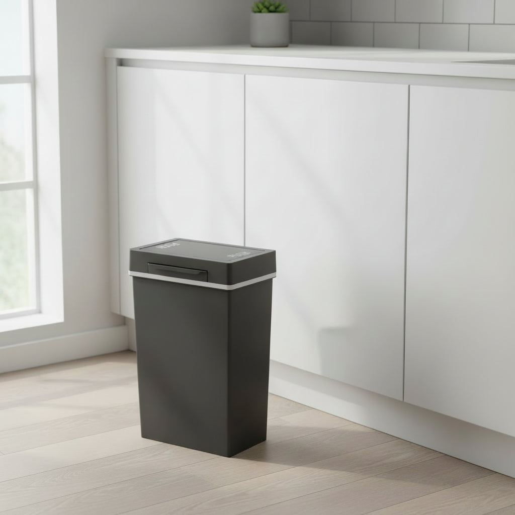 Printed Slim Swing Bin With Space Saving Design And Swing Lid Available In 8L 20L And 40L Sizes For Home And Commercial Waste Disposal