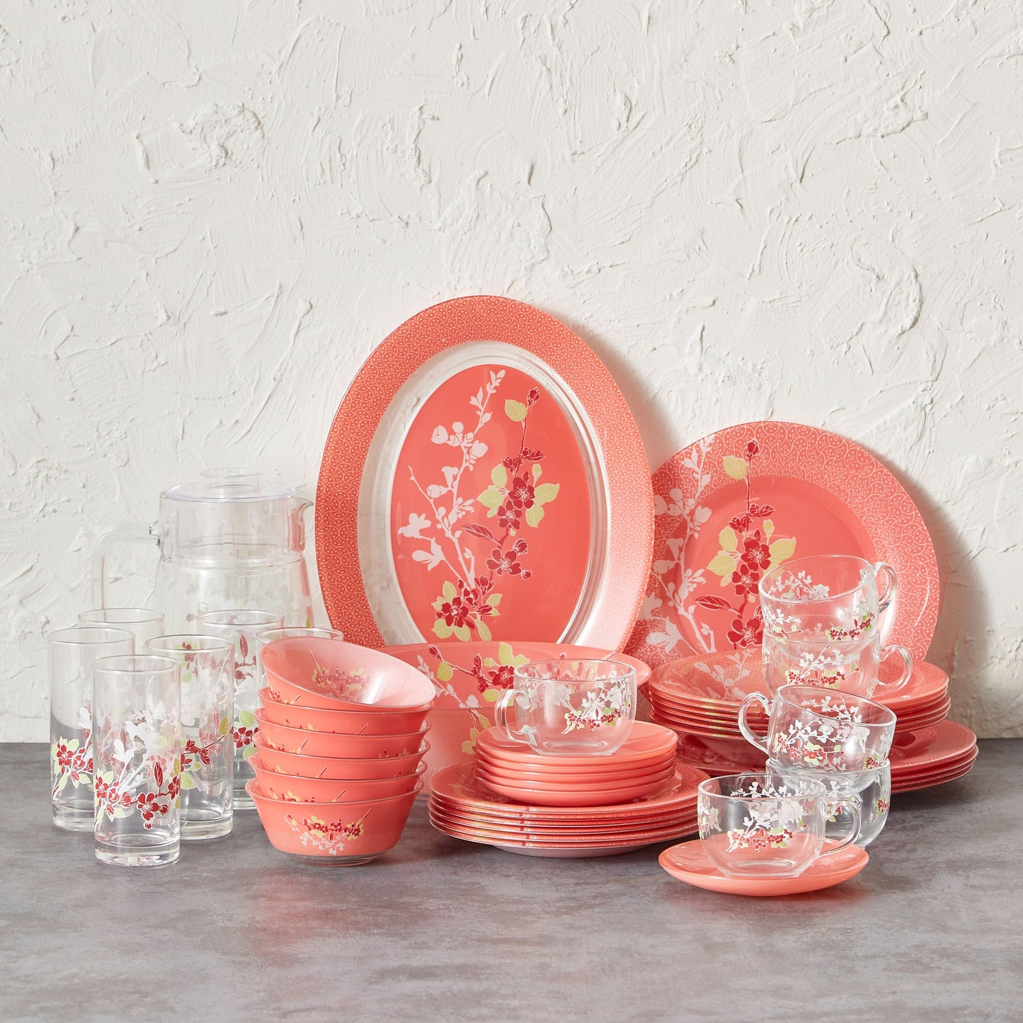 Japanese Pink 46pc Dinner Set-Q0929