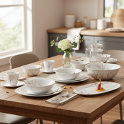 Luminarc Neo Carina Glass Dinner Set, 46-Piece – Hana White, N2314