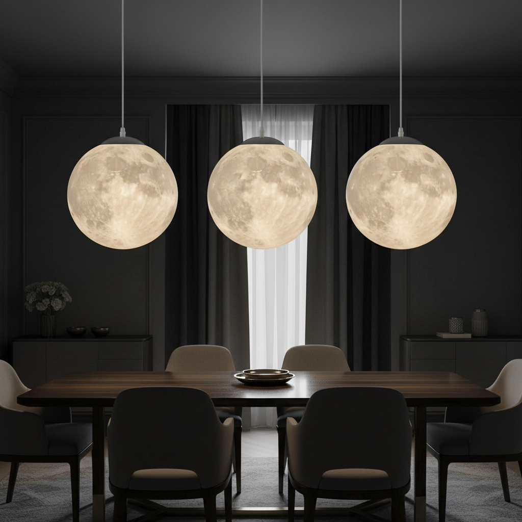 3D Crater Moon Pendant Lamp