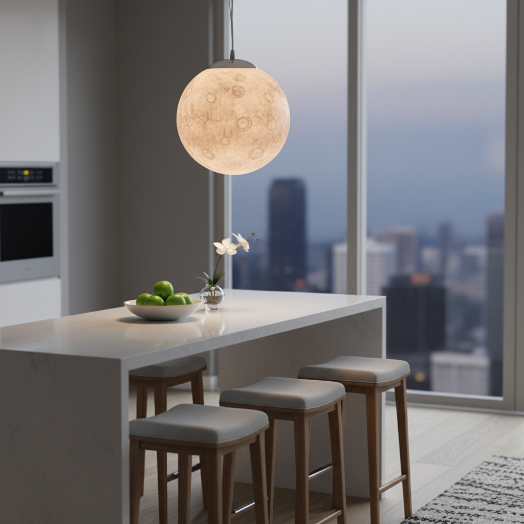 3D Crater Moon Pendant Lamp