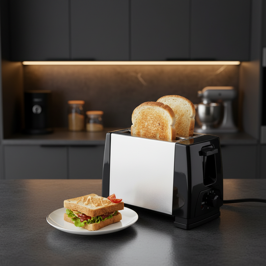 Pop-up toaster for quick and even bread toasting in the kitchen.