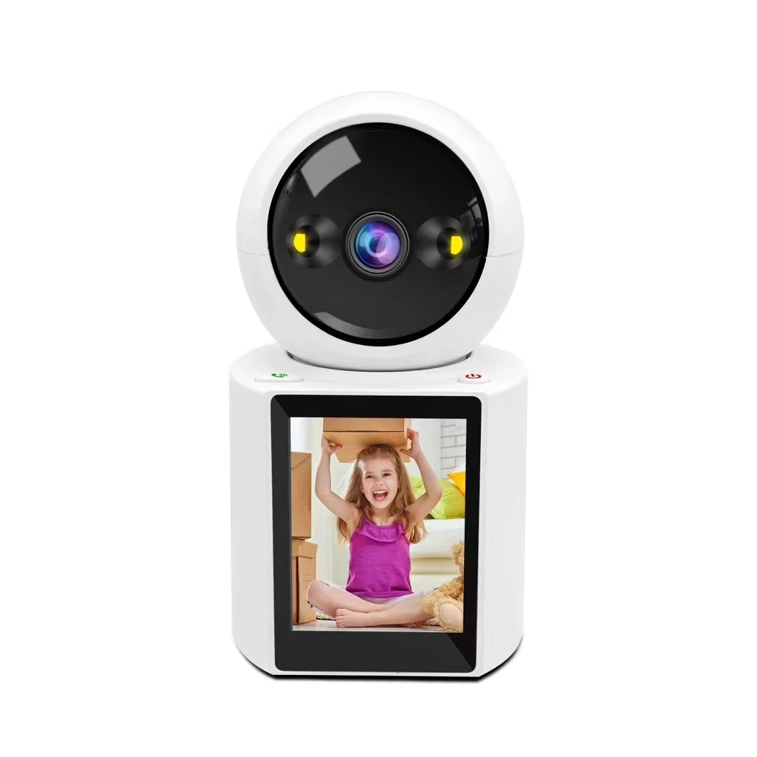 WiFi home security camera with video calling, Full HD 1080P resolution, night vision, and PTZ rotation