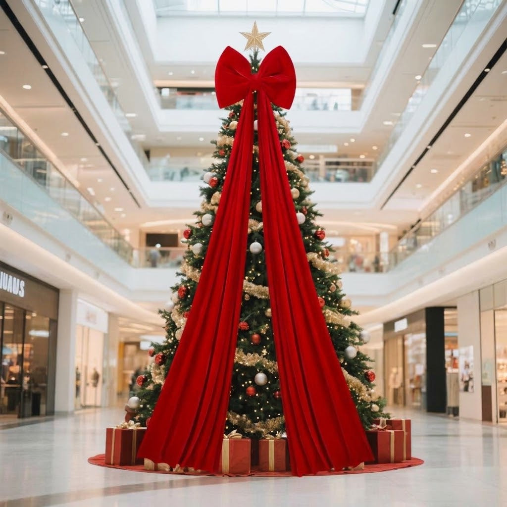 180cm red oversized Christmas bow decoration with long satin ribbons, available in Nairobi, Kenya