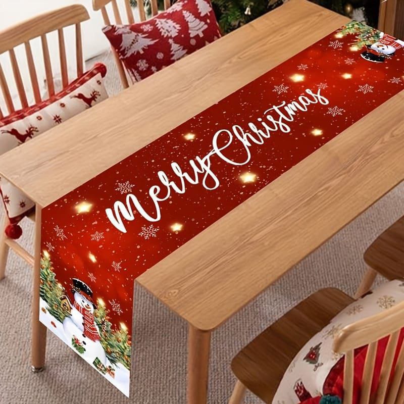 183 × 33cm linen Christmas table runner set with 5 table mats, Design A, available in Nairobi, Kenya