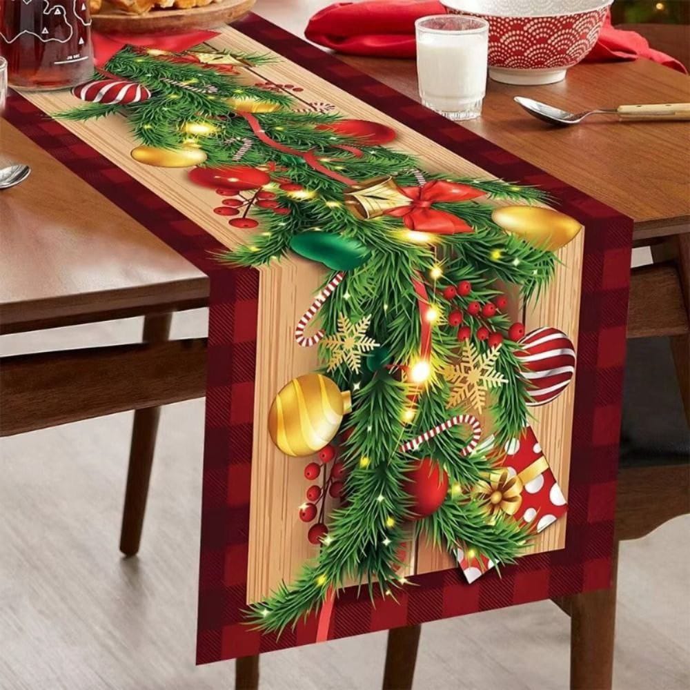 183 × 33cm linen Christmas table runner set with five matching table mats, available in Nairobi, Kenya