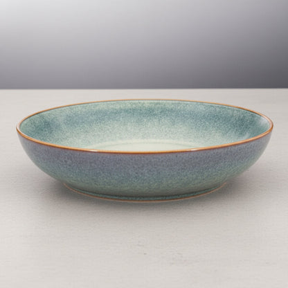 6pc 22cm Ceramic Deep Plate – Green-Blue Reactive Glaze