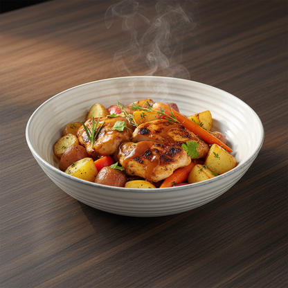 22cm Ceramic Deep Plate – White-Grey Spiral Texture