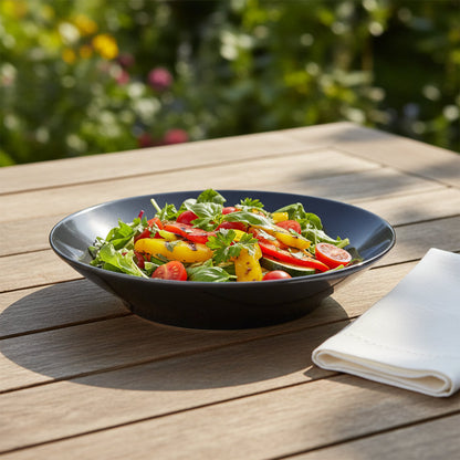 21.5cm Ceramic Deep Plate – Glossy Black