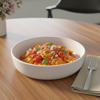 6pc 21cm Ceramic Deep Plate – Speckled Ridged Design
