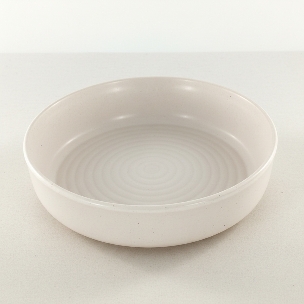 6pc 21cm Ceramic Deep Plate – Speckled Ridged Design