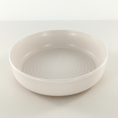 6pc 21cm Ceramic Deep Plate – Speckled Ridged Design