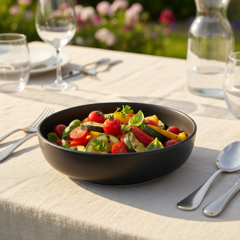 6pc 21cm Ceramic Deep Plate – Matte Black